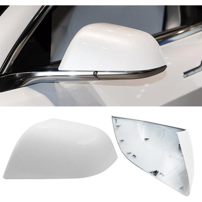 Jaronx Compatible with Tesla Model 3 Side Mirror Cover Replacement 2017 2018 2019 2020 2021 2022 2023, Driver Side Rear View Mirror Cover, Door Wing Mirror Cover Caps for Model 3 Accessories(White)