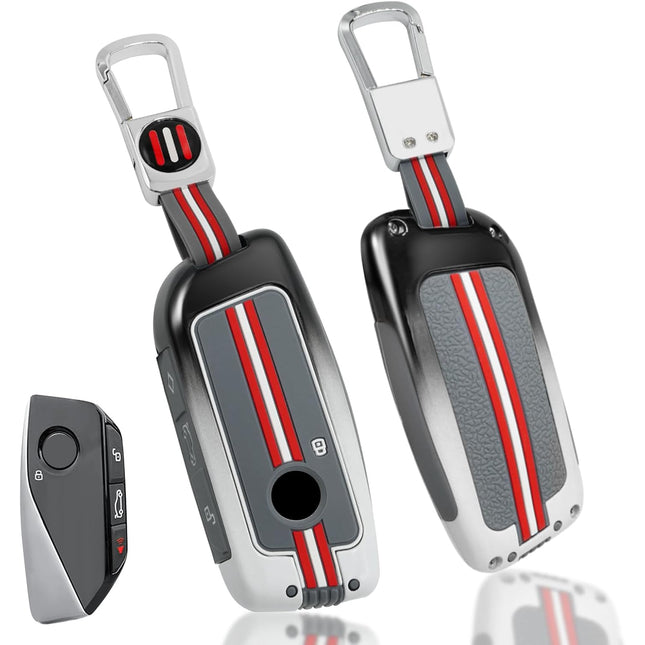 Red Silicone Key Fob Cover for BMW X5, X6, iX, i7, XM (2023-2025) - Metal Key Holder | Jaronx