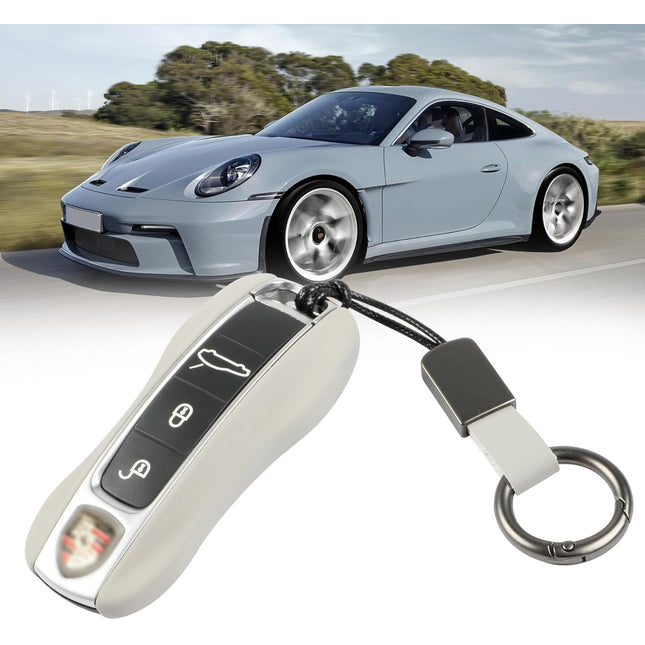 For with Porsche Key Fob Cover Leather, Compatible with Porsche Cayenne Panamera Leather Key Fob Cover 2018-2023, Compatible with Porsche Carrera Taycan Key Accessories 2020-2023