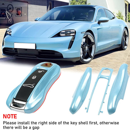 Jaronx Compatible with Porsche Key Fob Cover, Compatible with Porsche Cayenne Panamera Key Fob Cover 2018-2023, Compatible with Porsche Carrera Taycan Key Accessories 2020-2023 (Crystal Blue-New)