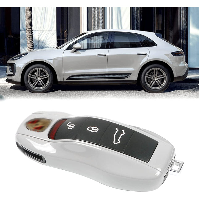 Jaronx Compatible with Porsche Key Fob Cover, Key Cover Compatible with Porsche Cayenne Panamera Macan Cayman 911 Key Fob Cover Key Shell Compatible with Porsche Key Accessories (Chalk)