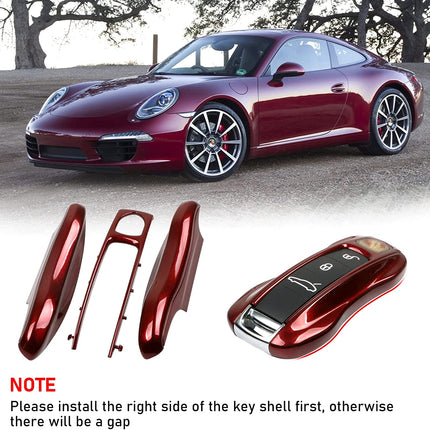 Jaronx Compatible with Porsche Key Fob Cover, Key Cover Compatible with Porsche Cayenne Panamera Macan Cayman 911 Key Fob Cover Key Shell Compatible with Porsche Key Accessories (Cherry Red-New)