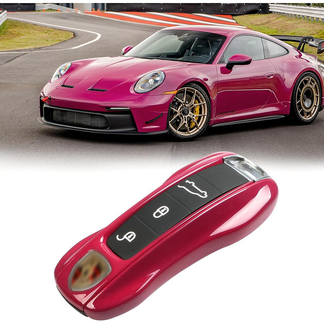 Jaronx Compatible with Porsche Key Fob Cover, Compatible with Porsche Cayenne Panamera Key Fob Cover 2018-2023, Compatible with Porsche Carrera Taycan Key Accessories 2020-2023 (Ruby Star Red-New)
