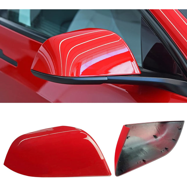 Jaronx Compatible with Tesla Model 3 Side Mirror Cover Replacement 2017 2018 2019 2020 2021 2022 2023 2024, Passenger Side Rear View Mirror Cover, Door Mirror Cover Caps for Model 3 Accessories(Red)