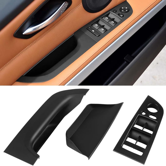 For BMW 3 E90/E91 Driver Side Pull Handle Cover and Window Switch Panel (14.76inch-Black)|Jaronx