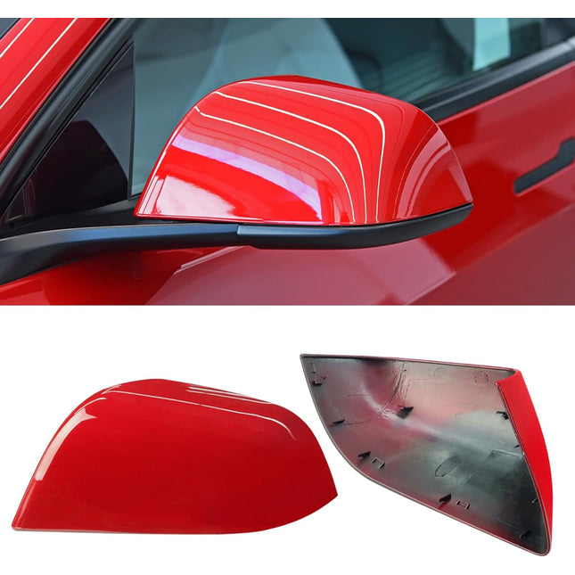Jaronx Compatible with Tesla Model 3 Side Mirror Cover Replacement 2017 2018 2019 2020 2021 2022 2023 2024, Driver Side Rear View Mirror Cover, Door Mirror Cover Caps for Model 3 Accessories(Red)
