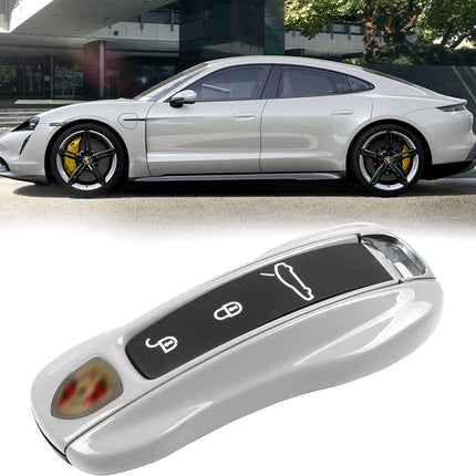 Jaronx Compatible with Porsche Key Fob Cover, Compatible with Porsche Cayenne Panamera Key Fob Cover 2018-2023, Compatible with Porsche Carrera Taycan Key Accessories 2020-2023 (Chalk-New)