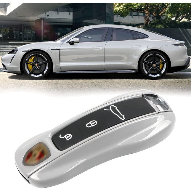 For Porsche Key Fob Cover, Compatible with Porsche Cayenne Panamera Key Fob Cover 2018-2023, Compatible with Porsche Carrera Taycan Key Accessories 2020-2023 (Chalk-New)