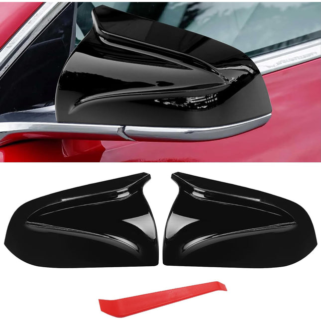 Jaronx Compatible with Tesla Model 3 Side Mirror Cover 2017-2024, Horns M Style Glossy Black Rear View Mirror Cover, Clip-on Left Driver &Right Passenger Side Mirror Caps for Tesla Model 3 Accessories