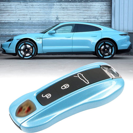 Jaronx Compatible with Porsche Key Fob Cover, Compatible with Porsche Cayenne Panamera Key Fob Cover 2018-2023, Compatible with Porsche Carrera Taycan Key Accessories 2020-2023 (Crystal Blue-New)