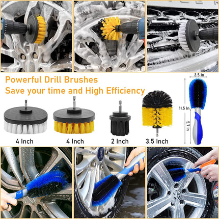 aronx 46PCS Car Drill Polishing Kit, 3-4 Inches Wool Sponge Drill Buffing Pads, 5-6 Inches Woolen Microfiber Polishing Bonnet