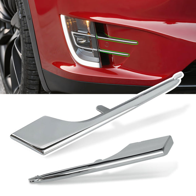 For Tesla Model X Fog Light Trim 2016-2021, 2 PCS Front Right Upper & Lower Fog Light Molding Strip Chrome Trim Replacement for Tesla Model X, Replace for 1049610-00-F 1049612-00-F| Jaronx