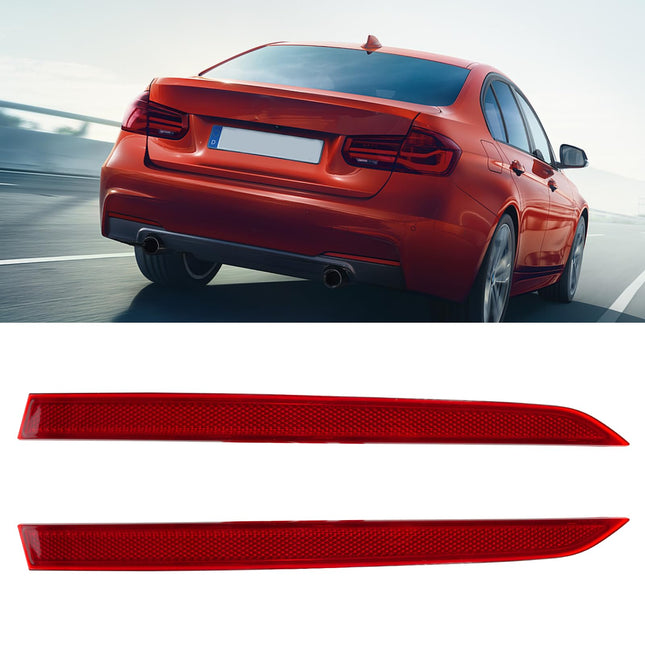 BMW Rear Bumper Reflector for 3 Series F30/F31 M Sport 2013-2018, Left & Right Red Marker Lights Lens Trim | Jaronx