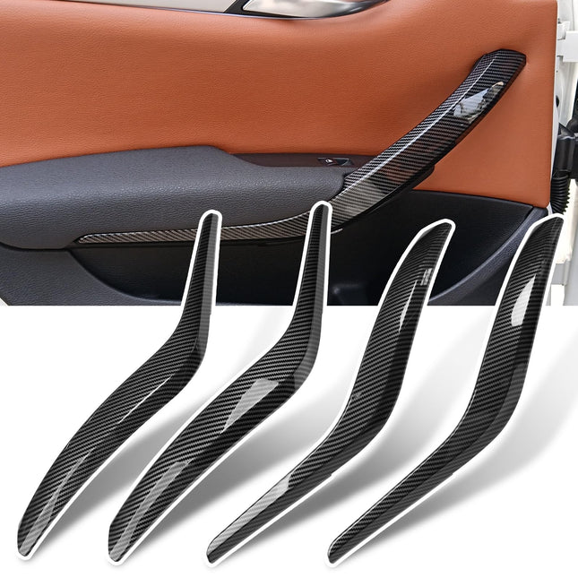 For BMW X1 Door Handle Cover Replacement for X1 E84 2008-2015, 4PCS Driver & Passenger Side Interior Door Grab Handle Trim Cover (Carbon Fiber Pattern)| Jaronx