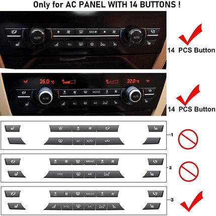 Compatible with BMW 5'/6'/7'/X5/X6 Climate Control Button Covers | For 14PCS Pattern