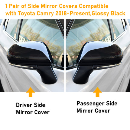 Toyota Camry Mirror Cover Replacement (2018-2024) | 8th Gen | 1 Pair Glossy Black | Jaronx