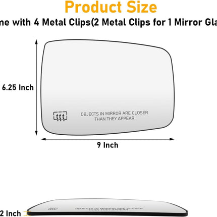 Dodge Ram 1500 2500 3500 Mirror Glass 2009-2018 - Power Heated Convex Replacement w/ Backing Plate| Jaronx