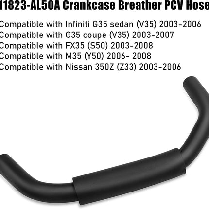 Jaronx 11823-AL50A Crankcase Breather PCV Hose Compatible with Nissan 350Z 2003-2006, Infiniti G35 M35 FX35 Engine Crankcase Breather PCV Air Hose