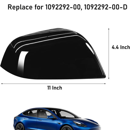 Jaronx Compatible with Tesla Model 3 Side Mirror Cover Replacement 2017 2018 2019 2020 2021 2022 2023, Passenger Side Rear View Mirror Cover, Door Wing Mirror Cover Caps for Model 3 Accessories(Black)