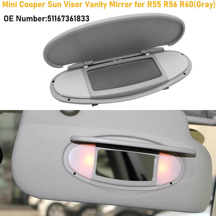 2007-2014 Mini Cooper Gray Sun Visor Vanity Mirror Cover - R55/56/60 | Jaronx