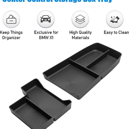 Jaronx Compatible with BMW X1 Center Console Organizer Tray 2023 2024 U11, 2PCS Lower Console Organizer Tray, TPE Under Console Storage Box for 2023 2024 BMW X1 Accessories