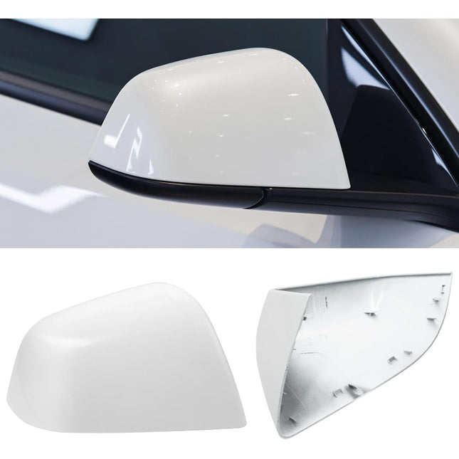 Jaronx Compatible with Tesla Model Y Side Mirror Cover Replacement 2020 2021 2022 2023, Right Passenger Side Pearl White Rearview Mirror Cover, Door Wing Mirror Cover Cap for Tesla Model Y Accessories