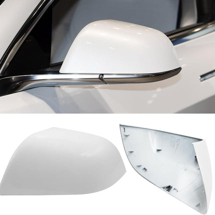 Jaronx Compatible with Tesla Model 3 Side Mirror Cover Replacement 2017 2018 2019 2020 2021 2022 2023, Driver Side Rear View Mirror Cover, Door Wing Mirror Cover Caps for Model 3 Accessories(White)