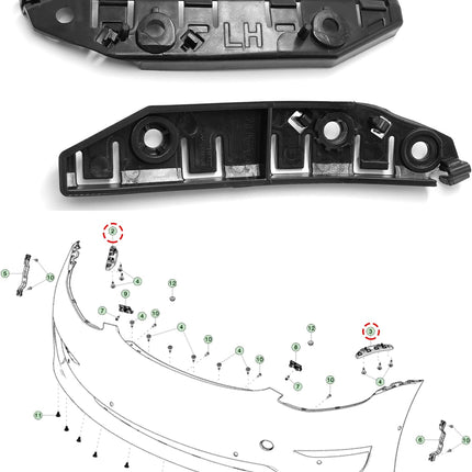 Jaronx Compatible with 2017-2021 Tesla Model 3 Front Bumper Bracket 1084181-00-E 1084182-00-E, Left & Right Front Fender Retainers Bracket Holder for Tesla Model 3 Front Bumper Fender Bracket Support