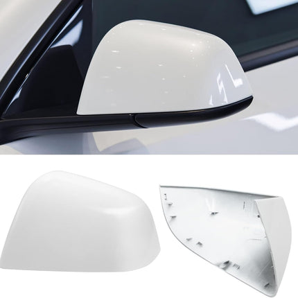 Jaronx Compatible with Tesla Model Y Side Mirror Cover Replacement 2020 2021 2022 2023, Left Driver Side Pearl White Rearview Mirror Cover, Door Wing Mirror Cover Cap for Tesla Model Y Accessories