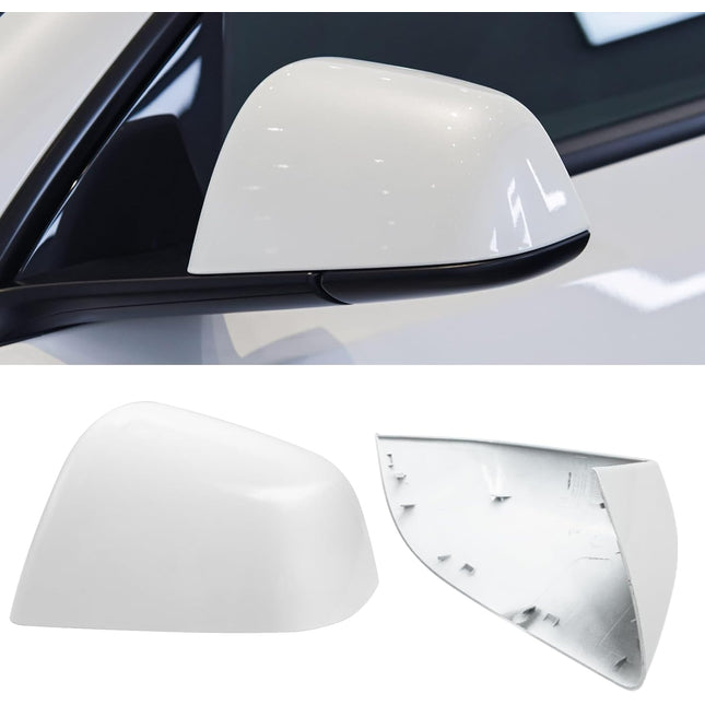 Jaronx Compatible with Tesla Model Y Side Mirror Cover Replacement 2020 2021 2022 2023, Left Driver Side Pearl White Rearview Mirror Cover, Door Wing Mirror Cover Cap for Tesla Model Y Accessories