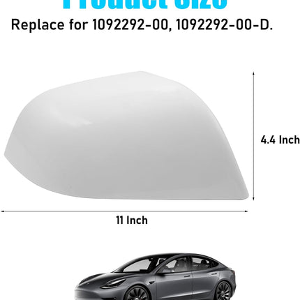 Jaronx Compatible with Tesla Model 3 Side Mirror Cover Replacement 2017 2018 2019 2020 2021 2022 2023, Passenger Side Rear View Mirror Cover, Door Wing Mirror Cover Caps for Model 3 Accessories(White)