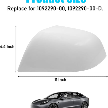 Jaronx Compatible with Tesla Model 3 Side Mirror Cover Replacement 2017 2018 2019 2020 2021 2022 2023, Driver Side Rear View Mirror Cover, Door Wing Mirror Cover Caps for Model 3 Accessories(White)