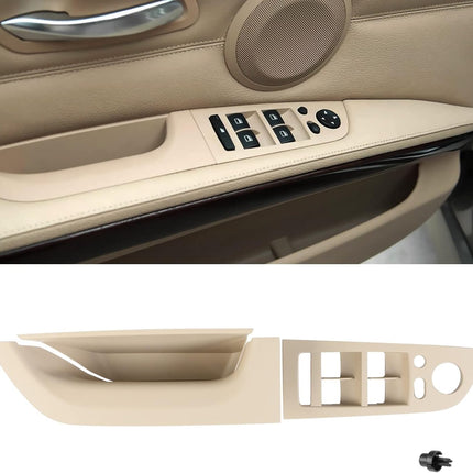 Jaronx Compatible with BMW 3 Series E90 LCI/E91 LCI Driver Side Door Handle 2008-2011, Snap-in Door Pull Handle Cover and Window Switch Panel for BMW 320i,323i,325i,328i,335i(13.98inch)-Beige
