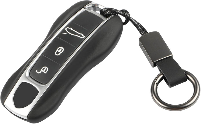 For Porsche Key Fob Cover Leather, Compatible with Porsche Cayenne Panamera Leather Key Fob Cover 2018-2023, Compatible with Porsche Carrera Taycan Key Accessories 2020-2023