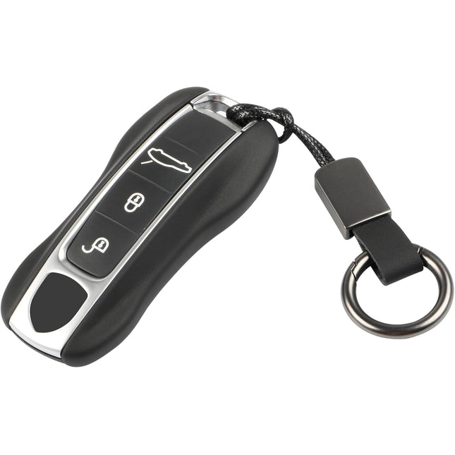 For Porsche Key Fob Cover Leather, Compatible with Porsche Cayenne Panamera Leather Key Fob Cover 2018-2023, Compatible with Porsche Carrera Taycan Key Accessories 2020-2023