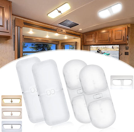 Jaronx RV Interior Light LED 12V DC,Dimmable 3 Color 1700LM 204 LEDs RV Ceiling Dome Light, Natural White 900LM 126LEDs RV Interior Lighting w/Switch