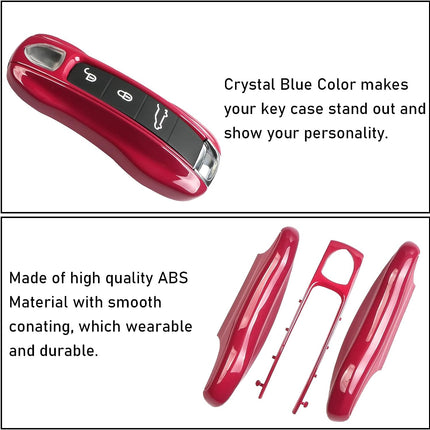 Jaronx Compatible with Porsche Key Fob Cover, Compatible with Porsche Cayenne Panamera Key Fob Cover 2018-2023, Compatible with Porsche Carrera Taycan Key Accessories 2020-2023 (Ruby Star Red-New)