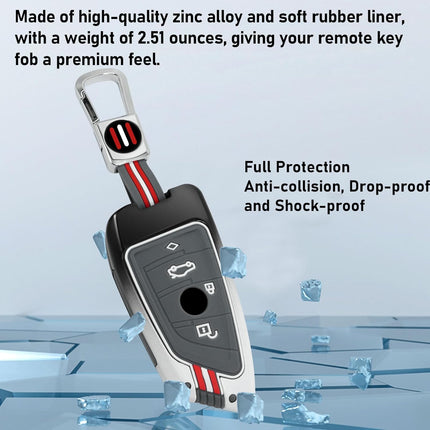 Jaronx Compatible with BMW Key Fob Cover 2'F45/3'G20/5'G30/6'G32/7'G11/8'G14/X1 F48/X3 G01/X4 G02/X5 F15 G05/X6 F15 G06/X7 G07/Z4 G29, for BMW Metal Key Fob Cover Sporty Red Silicone Rubber