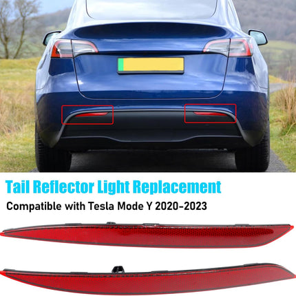 Jaronx Compatible with Tesla Mode Y Rear Bumper Reflector 2020-2023, Left & Right Rear Bumper Red Marker Lights Lens Trim, Tail Reflector Light Replacement for Model Y, Back Bumper Reflector Lights