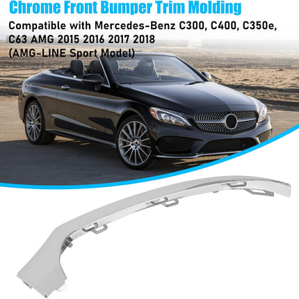 For Mercedes-Benz W205 Front Bumper Trim Molding 2015-2018, Right Front Bumper Lower Chrome Trim Replacement A2058851474 for Mercedes W205 C300 C400 C350 C63 AMG-LINE Sport Model