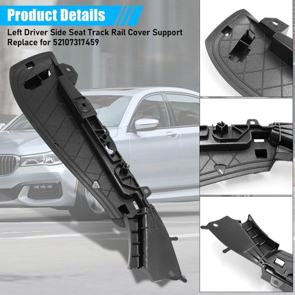 Jaronx Compatible with BMW Front Seat Track Rail Cover for 5' F07 F10 F11 G30 G31/6' G32/7' F01 F02 F03 G11 G12/X5 F15/X6 F16 F86, Support Seating Track Rail Cover Side Bracket for 52107317459 (Left)