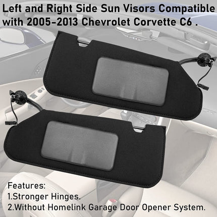 Jaronx Compatible with Chevrolet Corvette C6 Sun Visor 2005-2013, C6 Sunvisor Replacment with Vanity Mirror W/O Homelink Sun Visor, Left Driver and Right Passenger Sun Visor Replace 23142243 23142245