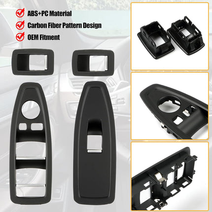 Jaronx Compatible with BMW 3 4 Series Window Switch Panel Cover 2014-2019,4PCS Door Window Control Panel Cover for BMW 1‘ F20 LCI 2014-2018, 3’ F30 F31 F80 2014-2018, 4‘ F36 2016-2019 (Black)