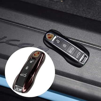 Jaronx Compatible with Porsche Key Fob Cover, Compatible with Porsche Cayenne Panamera Key Fob Cover 2018-2023, Compatible with Porsche Carrera Taycan Key Accessories 2020-2023 (Mahogany Metallic-New)