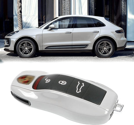 Jaronx Compatible with Porsche Key Fob Cover, Key Cover Compatible with Porsche Cayenne Panamera Macan Cayman 911 Key Fob Cover Key Shell Compatible with Porsche Key Accessories (Chalk)