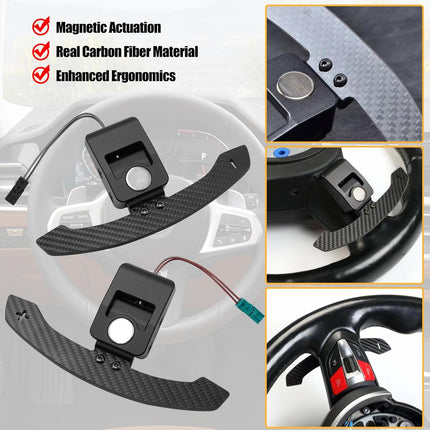 Jaronx Compatible with BMW Magnetic Paddle Shifter M3 M4 M5 3' F30 G20/5' G30/7' G11/X1 F48/X3 F25 G01/X4 F25 G02/X5 F15 G05/X6 F16 G06/X7 G07,Steering Wheel Carbon Fiber Paddle Shifter Extension