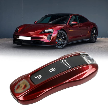 Jaronx Compatible with Porsche Key Fob Cover, Key Cover Compatible with Porsche Cayenne Panamera Macan Cayman 911 Key Fob Cover Key Shell Compatible with Porsche Key Accessories (Cherry Red-New)