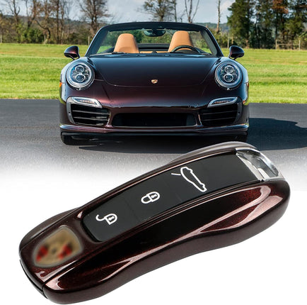 Jaronx Compatible with Porsche Key Fob Cover, Compatible with Porsche Cayenne Panamera Key Fob Cover 2018-2023, Compatible with Porsche Carrera Taycan Key Accessories 2020-2023 (Mahogany Metallic-New)