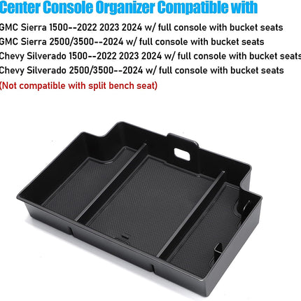 Jaronx Center Console Organizer Compatible With 2022-2024 GMC Sierra/Chevy Silverado 1500, 2024 Sierra/Silverado 2500 3500 Tray, Refreshed Console Tray For GMC Sierra Chey Silverado Accessories