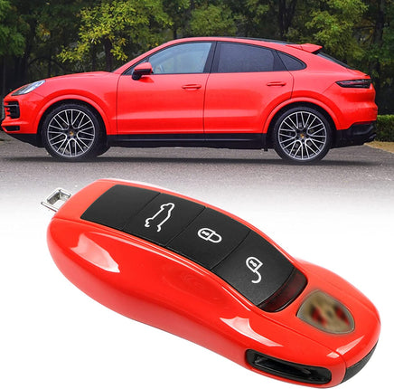 Jaronx Compatible with Porsche Key Fob Cover, Key Cover Compatible with Porsche Cayenne Panamera Macan Cayman 911 Key Fob Cover Key Shell Compatible with Porsche Key Accessories (Lava Orange)